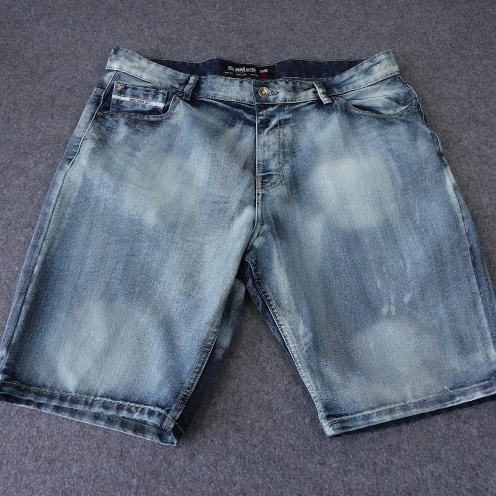 Ecko Unltd Mens Denim Shorts Size 40 Blue Acid Wash Baggy Streetwear Jorts